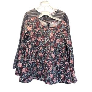 Nannette set of 2 long sleeve tops, floral/blue/pink/gold, 6X